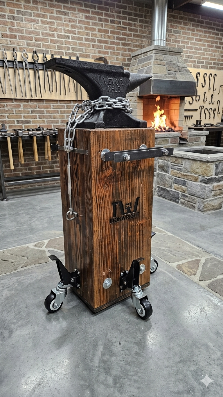 Ironwright Wood Anvil Stand & Anvil Bundle | Custom Blacksmith Station